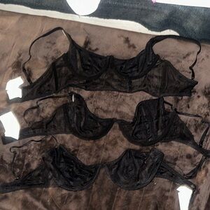 3x Black Lace Underwire Bra